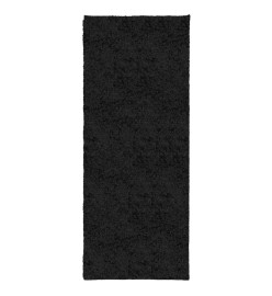 Tapis shaggy à poils longs moderne noir 80x200 cm