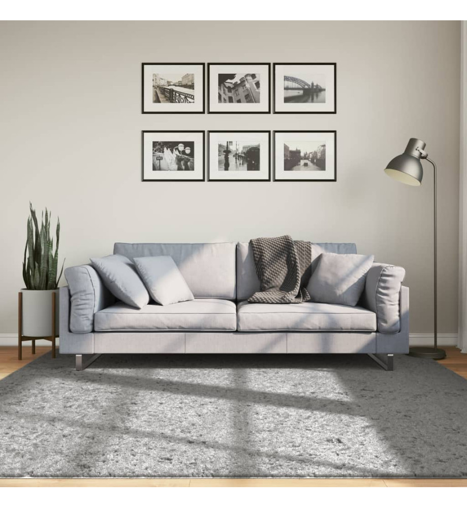 Tapis shaggy à poils longs moderne gris 200x200 cm