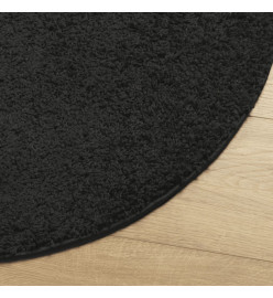 Tapis shaggy à poils longs moderne noir Ø 100 cm