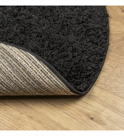 Tapis shaggy à poils longs moderne noir Ø 100 cm