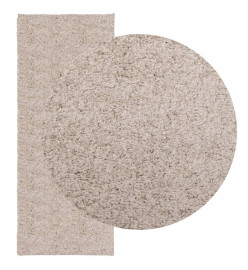 Tapis shaggy à poils longs moderne beige 80x200 cm