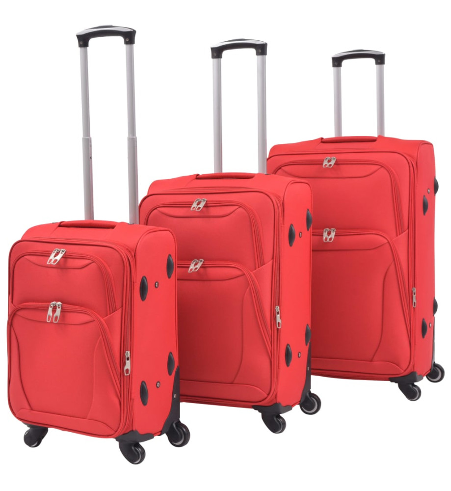 Jeu de valises souples 3 pcs Rouge