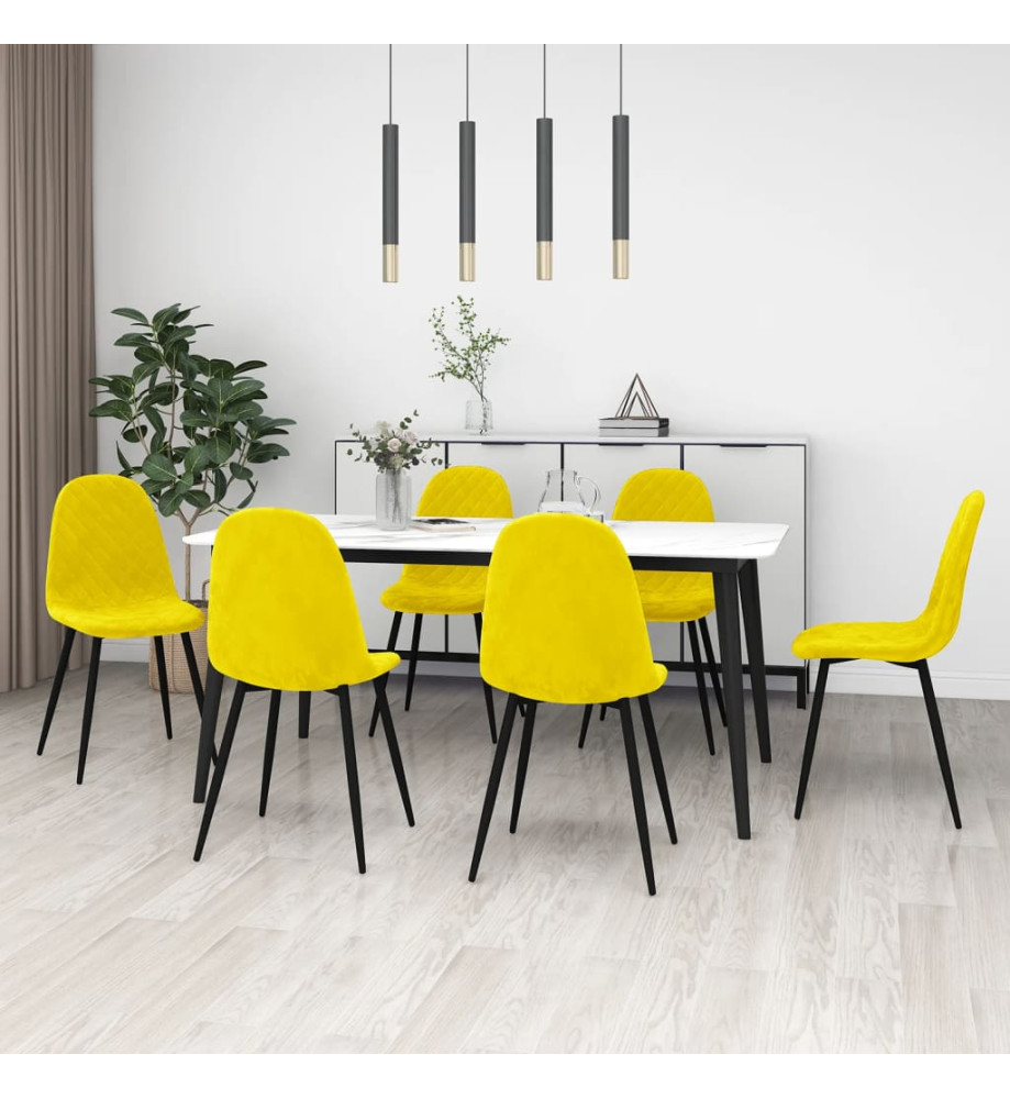 Chaises à manger lot de 6 Jaune moutarde Velours Chaises à manger lot de 6 Jaune moutarde Velours