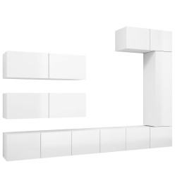 Ensemble de meuble TV 7 pcs Blanc brillant Aggloméré