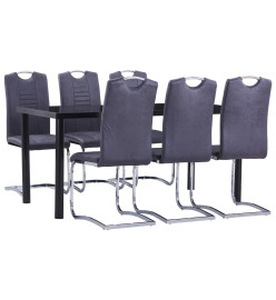 Ensemble de salle à manger 7 pcs Similicuir daim Gris