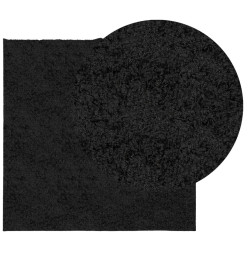 Tapis shaggy à poils longs moderne noir 160x160 cm