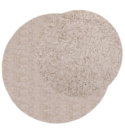 Tapis shaggy à poils longs moderne beige Ø 120 cm