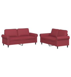 Ensemble de canapés 2 pcs et coussins Rouge bordeaux Similicuir