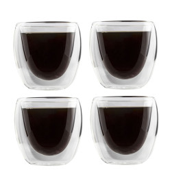 HI Tasses à expresso à double paroi 4 pcs 80 ml transparent