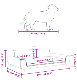 Lit pour chien bleu 100x54x33 cm velours