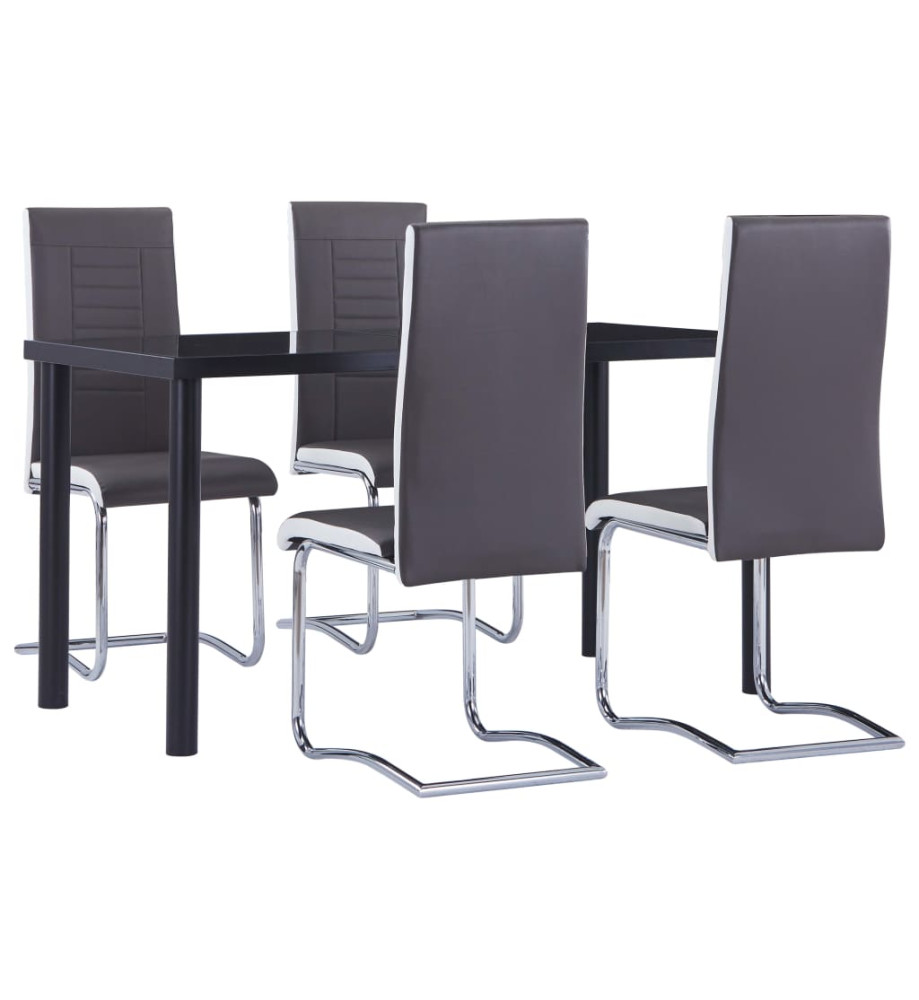 Ensemble de salle à manger 5 pcs Similicuir Gris