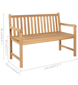 Banc de jardin avec coussin vert 120 cm Bois de teck massif