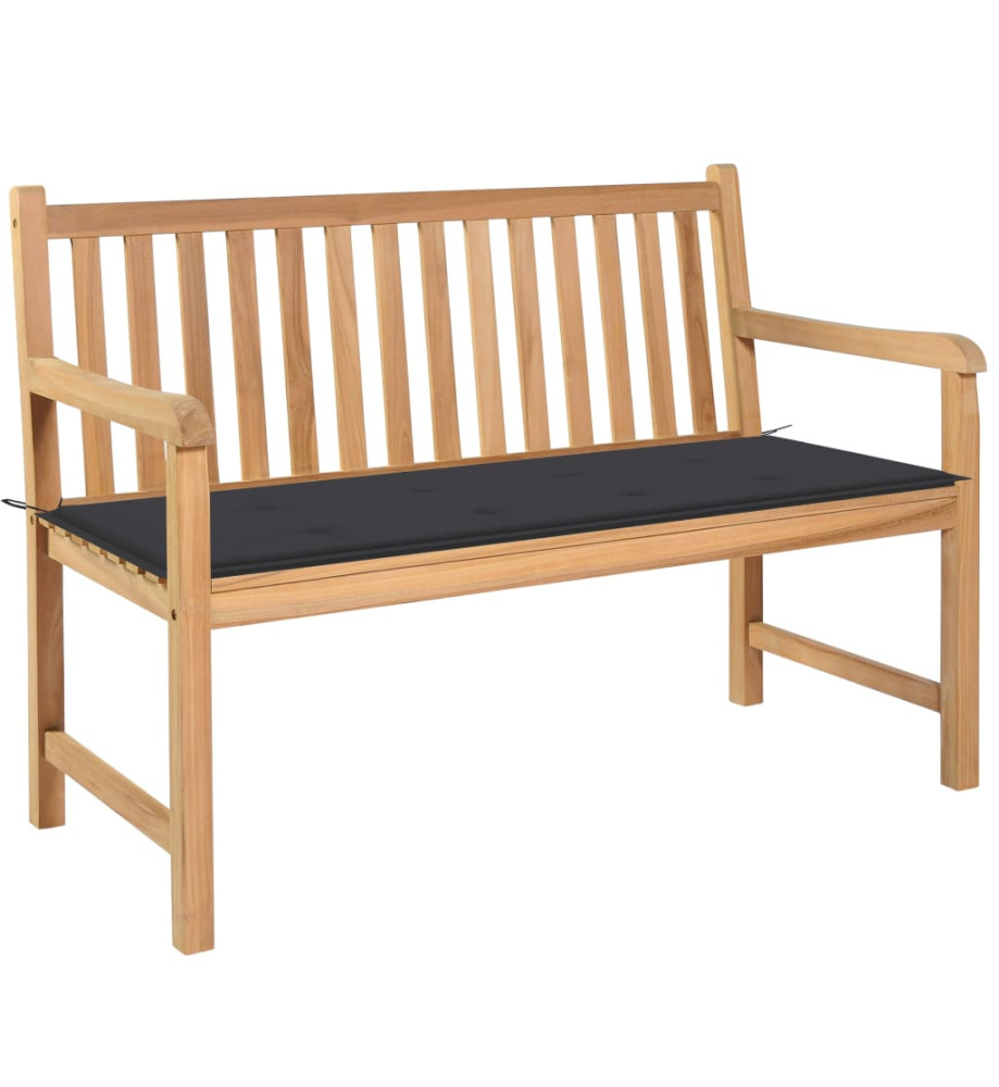 Banc de jardin avec coussin anthracite 120 cm Teck massif