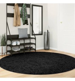 Tapis shaggy à poils longs moderne noir Ø 200 cm