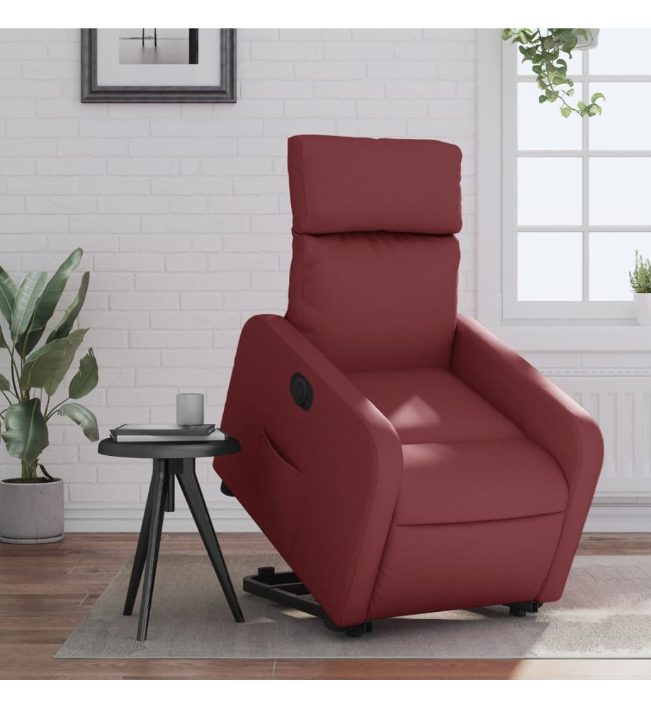 Fauteuil inclinable électrique rouge bordeaux similicuir Fauteuil inclinable électrique rouge bordeaux similicuir