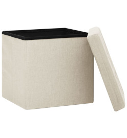 Tabourets de rangement pliables lot de 2 blanc crème Faux lin