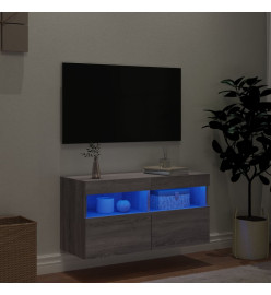 Meuble TV mural avec lumières LED sonoma gris 80x30x40 cm