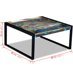 Table basse Bois de récupération massif 80 x 80 x 40 cm