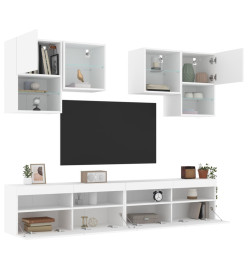 Ensemble de meubles TV muraux 6 pcs avec lumières LED blanc