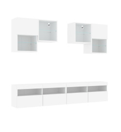 Ensemble de meubles TV muraux 6 pcs avec lumières LED blanc