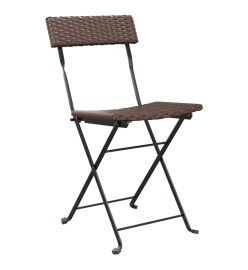 Chaises de bistrot pliantes 8pcs Marron Résine tressée et acier