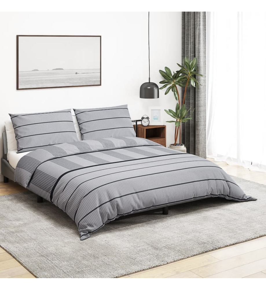 Ensemble de housse de couette Gris 140x200 cm Coton