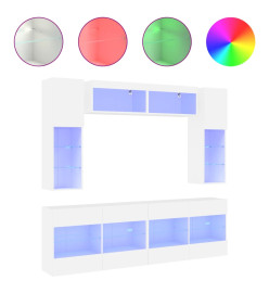 Ensemble de meubles TV muraux 6 pcs avec lumières LED blanc