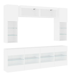 Ensemble de meubles TV muraux 6 pcs avec lumières LED blanc