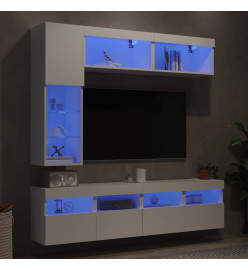 Ensemble de meubles TV muraux 7 pcs avec lumières LED blanc