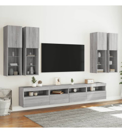 Ensemble de meubles TV muraux 7 pcs et lumières LED sonoma gris