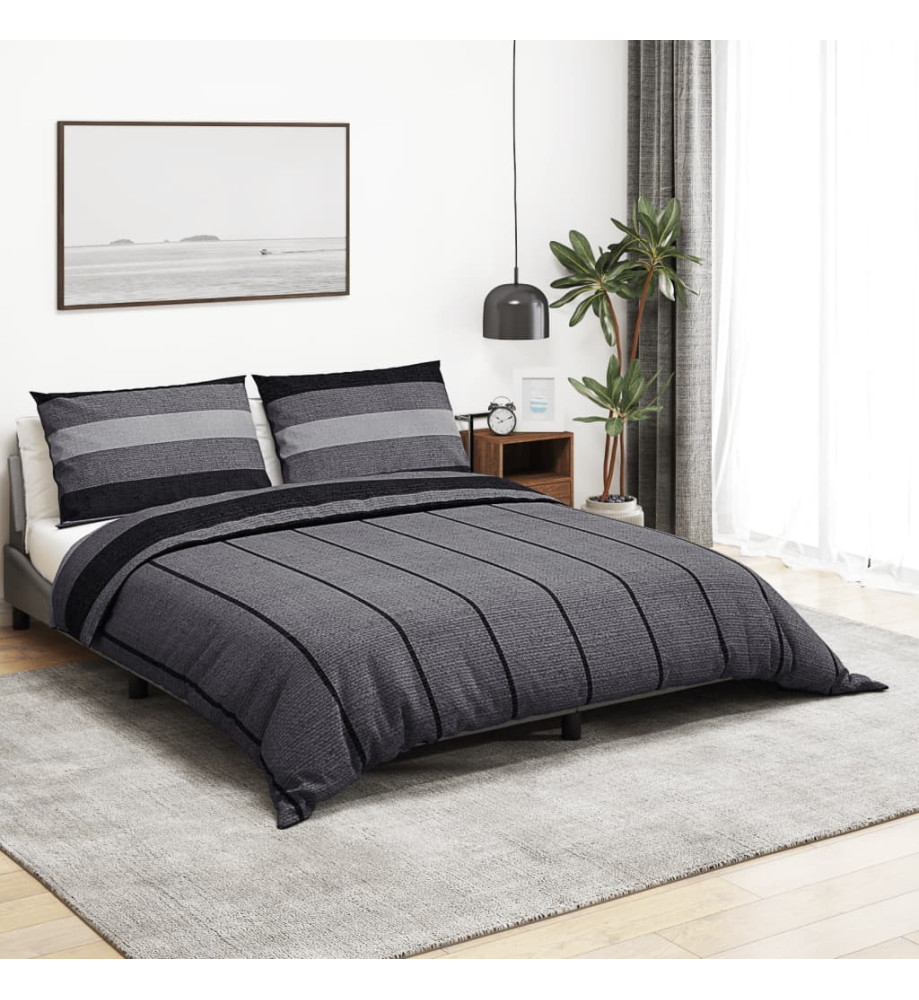 Ensemble de housse de couette gris foncé 225x220 cm Coton