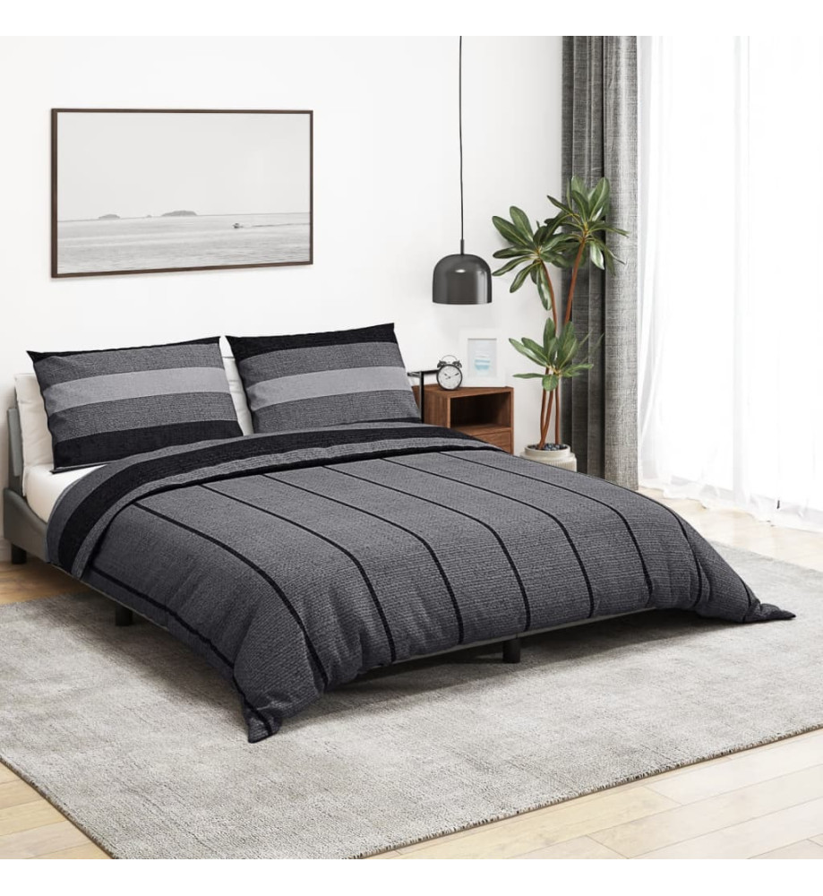 Ensemble de housse de couette gris foncé 200x200 cm Coton