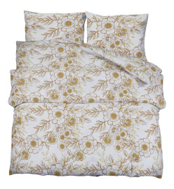 Ensemble de housse de couette blanc et marron 220x240 cm Coton