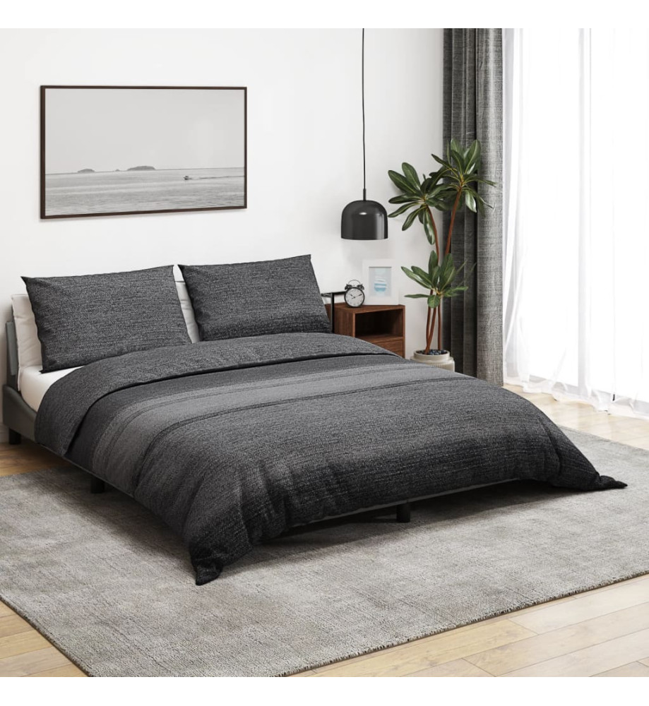 Ensemble de housse de couette gris foncé 260x220 cm Coton