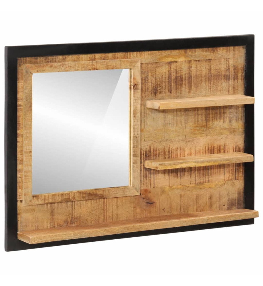 Miroir avec étagères 80x8x55 cm verre et bois massif manguier