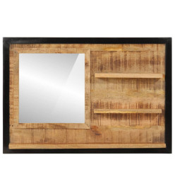 Miroir avec étagères 80x8x55 cm verre et bois massif manguier