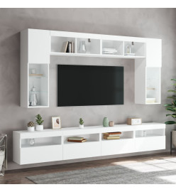 Ensemble de meubles TV muraux 8 pcs avec lumières LED blanc