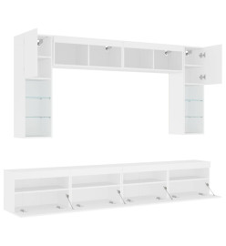 Ensemble de meubles TV muraux 8 pcs avec lumières LED blanc