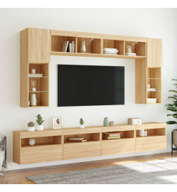 Ensemble de meubles TV muraux 8pcs et lumières LED chêne sonoma