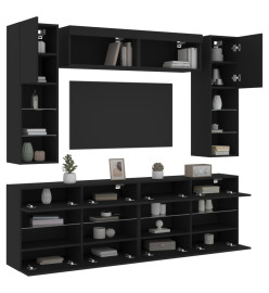 Ensemble de meubles TV muraux 6 pcs avec lumières LED noir