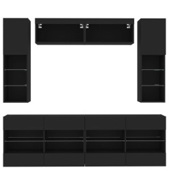 Ensemble de meubles TV muraux 6 pcs avec lumières LED noir