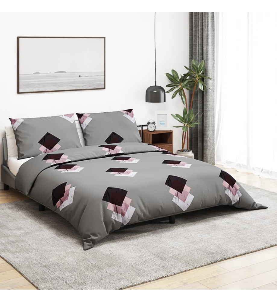 Ensemble de housse de couette Gris 260x220 cm Coton