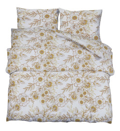 Ensemble de housse de couette blanc et marron 260x240 cm Coton