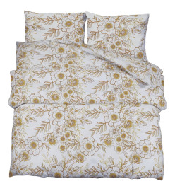 Ensemble de housse de couette blanc et marron 200x220 cm Coton