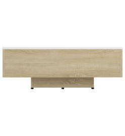 Table basse Blanc et chêne sonoma 85x55x31 cm Aggloméré