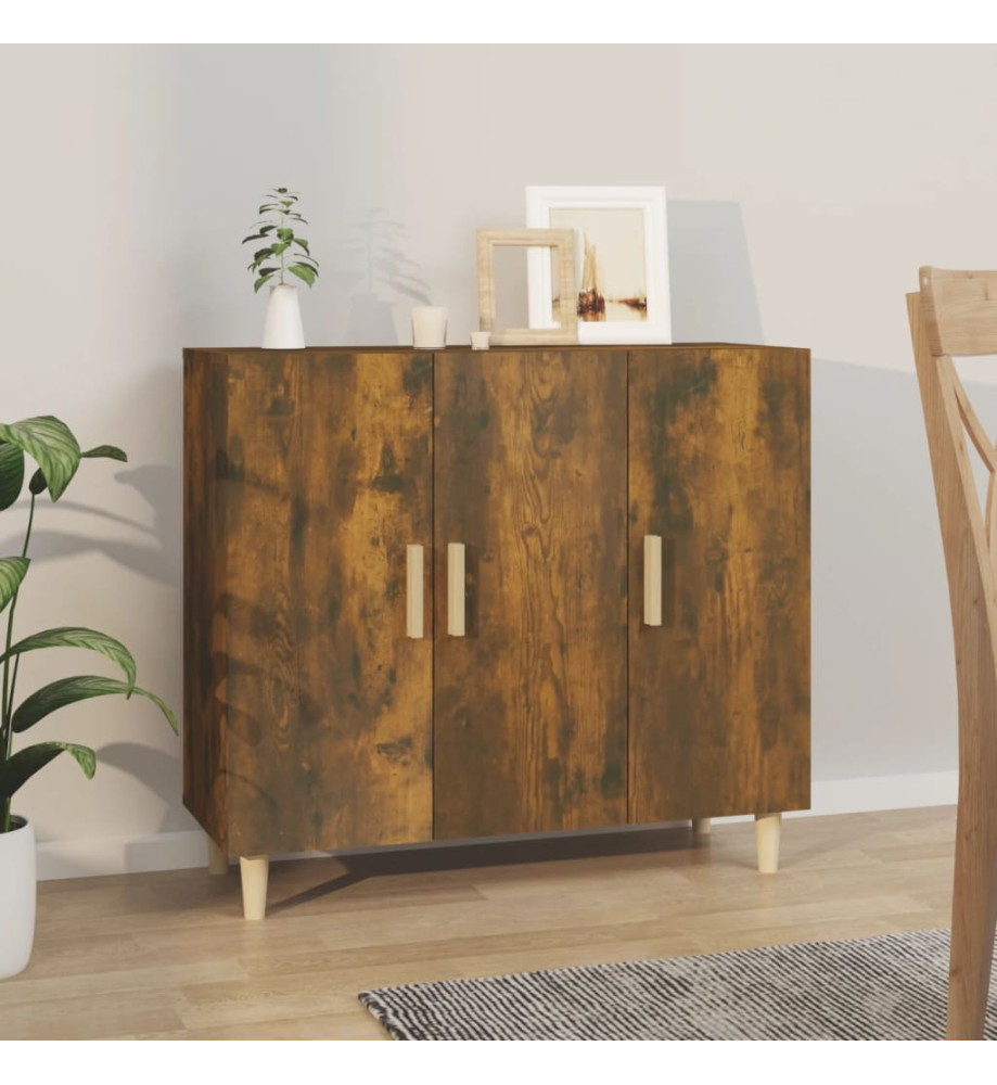 Buffet chêne fumé 90x34x80 cm bois d'ingénierie