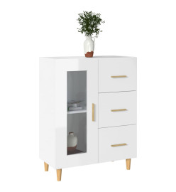 Buffet Blanc brillant 69,5x34x90 cm Bois d'ingénierie