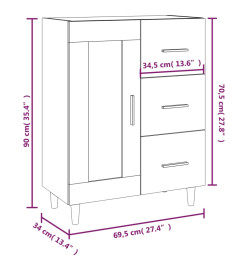 Buffet Blanc brillant 69,5x34x90 cm Bois d'ingénierie