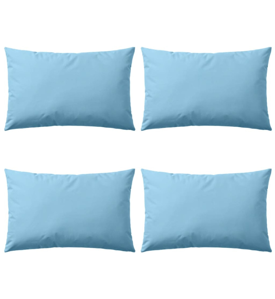 Oreiller d'extérieur 4 pcs 60 x 40 cm Bleu clair