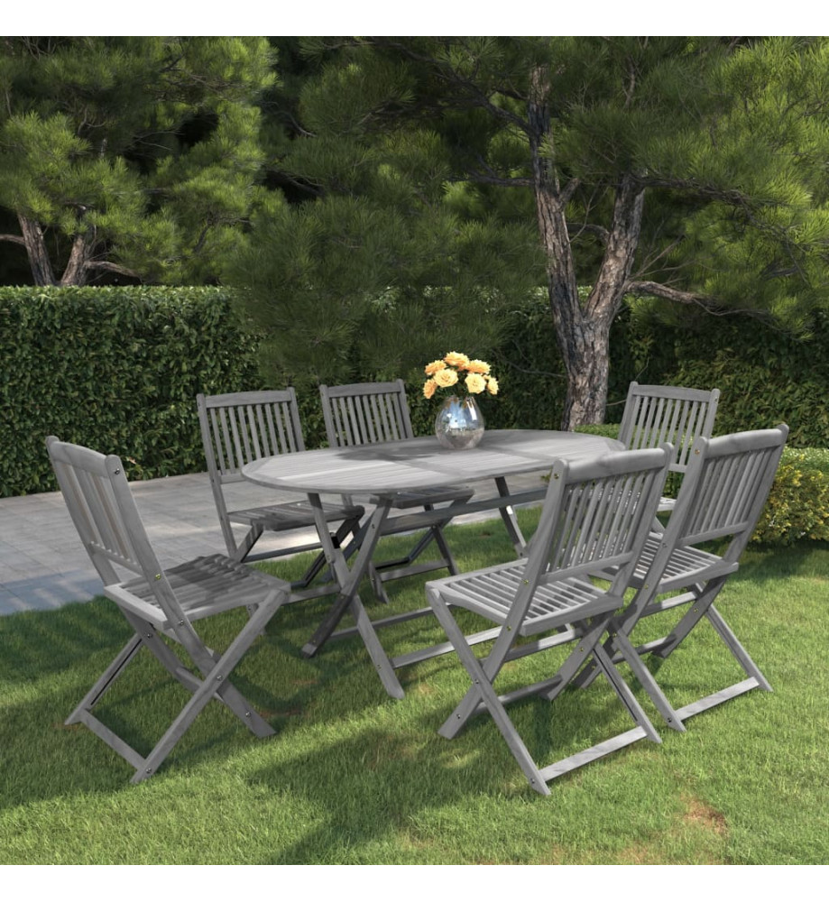 Mobilier à dîner de jardin 7 pcs Bois d'acacia massif Gris